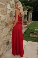 Alara Lace-Up Back Dress - Burgundy