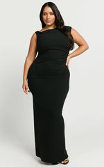 Genie Maxi Dress - Off The Shoulder Dress in Black