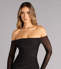 Elara Off Shoulder Slit Mermaid Formal Dress