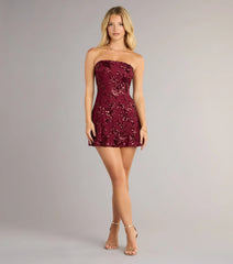 Shimmer In Bloom Floral Sequin Mini Tube Dress