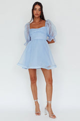 I've Got Sunshine Puff Sleeve Mini Dress Sky Blue
