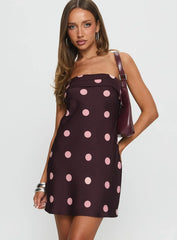 Phillipa Mini Dress Plum / Pink Polka Dot