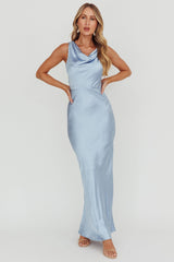 Moon Glow Cowl Neck Maxi Dress Blue