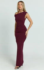 Genie Maxi Dress Off The Shoulder Dress in Wine