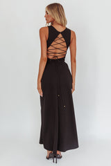 Firelights Lace-Up Back Maxi Dress Black