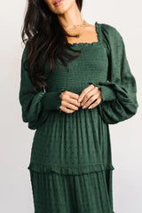 Amanda Smocked Dotted Maxi Dress | Evergreen