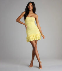 Soft Girl Sass Lace Tube Ruffle Mini Dress