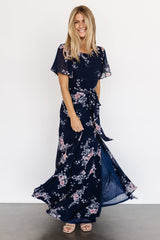 Naomi Short Sleeve Maxi Dress | Navy Floral